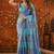 Multicolor colourblocked mirror work satin saree
