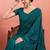 Teal ethnic embroidered festive wear saree with matching blouse