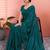 Teal ethnic embroidered festive wear saree with matching blouse