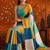 Multicolor colourblocked mirror work satin saree