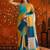 Multicolor colourblocked mirror work satin saree