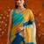 Multicolor colourblocked mirror work satin saree