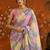 Multicolor checked mirror work satin saree