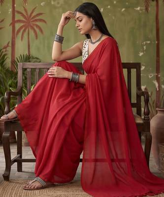 Red  cotton handloom khadi saree 3