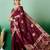 Burgundy ethnic motif zari woven tassel detail kanjeevaram saree with blouse