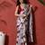 Grey embellished satin floral digital printed saree