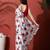 Grey embellished satin floral digital printed saree