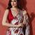 Grey embellished satin floral digital printed saree