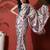 White embellished satin floral digital printed saree
