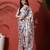 White embellished satin floral digital printed saree