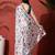 White embellished satin floral digital printed saree