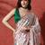 Grey embellished satin floral digital printed saree