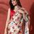 White embellished satin floral digital printed saree