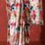 White embellished satin floral digital printed saree