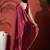 Maroon embroidered satin floral digital printed saree