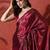 Maroon embroidered satin floral digital printed saree