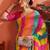 Pink striped embellished  georgette saree with unstitched  blouse