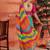 Pink striped embellished  georgette saree with unstitched  blouse
