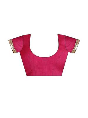 Pink striped embellished  georgette saree with unstitched  blouse 4