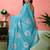 Blue floral printed ready to wear saree with unstitched blouse