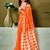 Orange ethnic motifs printed ready to wear saree with unstitched blouse