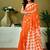 Orange ethnic motifs printed ready to wear saree with unstitched blouse