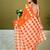 Orange ethnic motifs printed ready to wear saree with unstitched blouse