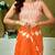 Orange ethnic motifs printed ready to wear saree with unstitched blouse