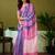 Pink striped printed ready to wear saree with unstitched blouse