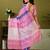 Pink striped printed ready to wear saree with unstitched blouse