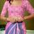 Pink striped printed ready to wear saree with unstitched blouse