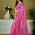 Pink striped printed ready to wear saree with unstitched blouse