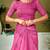 Pink striped printed ready to wear saree with unstitched blouse