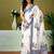White floral printed ready to wear saree with unstitched blouse