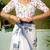 White floral printed ready to wear saree with unstitched blouse