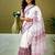 White floral printed ready to wear saree with unstitched blouse