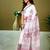 White floral printed ready to wear saree with unstitched blouse