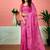 Pink floral printed ready to wear saree with unstitched blouse