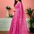 Pink floral printed ready to wear saree with unstitched blouse