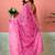 Pink floral printed ready to wear saree with unstitched blouse