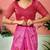 Pink floral printed ready to wear saree with unstitched blouse