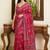 Pink ajrak block mirror work bandhani saree