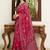 Pink ajrak block mirror work bandhani saree