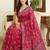 Pink ajrak block mirror work bandhani saree