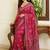 Pink ajrak block mirror work bandhani saree