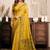 Mustard printed warli work saree with unstiched blouse