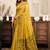 Mustard printed warli work saree with unstiched blouse