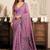 Lavender printed warli work saree with unstiched blouse