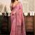 Pink printed warli work saree with unstiched blouse