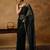 Black chiffon zari border  saree with unstitched blouse piece